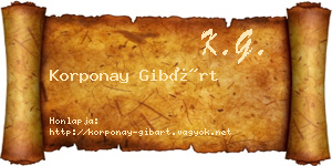 Korponay Gibárt névjegykártya